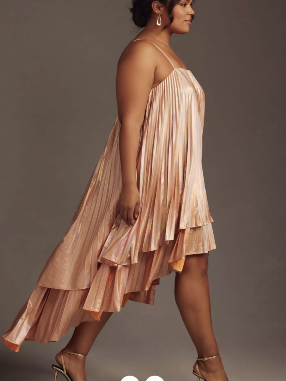 Hutch 'Layered Pleats' Dress in Iridescent Orange (NWT)
